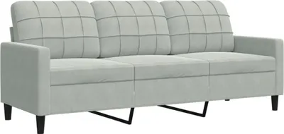 Produktbild von vidaXL 3-Sitzer-Sofa Hellgrau 180 cm Samt
