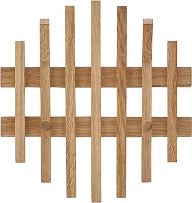 Obrázek produktu pro Garderobenpaneel >BANTRY< 4 Haken, Lamellen, in Eiche, Massivholz - 38x40x11cm (BxHxT)