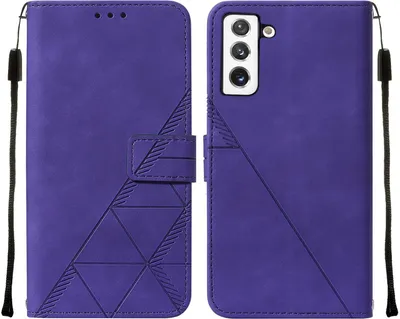 Produktbild von Galaxy S22 Hülle, Schlank Prägung Flip Leder Kartenfächer Schutzhülle mit Ständer für Samsung Galaxy S22 Lila