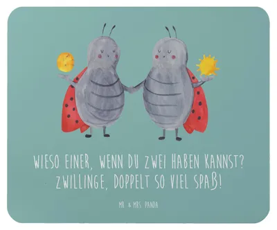 Produktbild von Mr. & Mrs. Panda Mouse Pad Zwillinge Spaß - Meeresbrise - Geschenk, pc mousepad, Sternzeichen, Geschenke Astrologie, Zwillingstexte, Abenteuer, Tierkreiszeichen, feiern