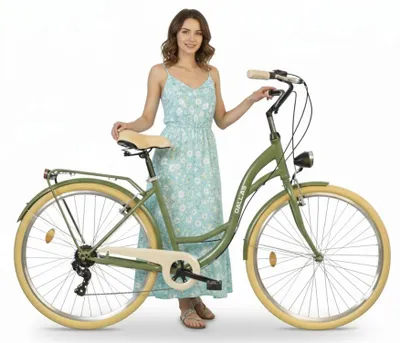 Produktbild von Dallas Bike Fahrrad - Citybike für Damen 26 Zoll - Shimano 7-Gang - Rahmen M 17" - Khaki-Creme