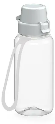 Obrázok produktu pre Detská fľaša na pitie "Škola" 400 ml - nerozbitná fľaša na vodu z Tritanu vrátane popruhu - bez BPA, odolná proti vytečeniu, vhodná do umývačky riadu - priehľadná/biela