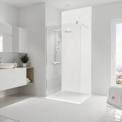 Produktbild von Duschrückwand SCHULTE DecoDesign Putzoptik 255 x 100 cm weiß D1901025 659