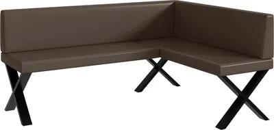 Produktbild von MEBLINI Eckbank für Esszimmer - Küchenbank - Essecke - Sitzecke Küche - TONI - X-Beine 128x168x87cm Rechts - Braun Kunstleder