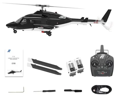 Immagine prodotto di AirWolf E188 - Elicottero radiocomandato - Scala 1:34 - Radiocomando a 2,4 GHz - Funzione di mantenimento dell'altitudine con sensore ottico di flusso - Portata oltre 350 m - 2 batterie