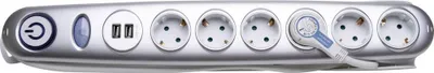 Produktbild von Kopp Steckdosenleiste 6f Überspannungsschutz Schalter Flachstecker 2x USB
