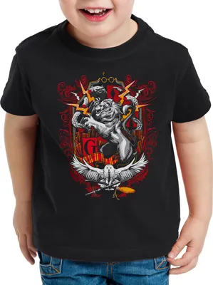 Produktbild von style3 Wappen Zauberschule T-Shirt Kinder magic schule schlange löwe adler