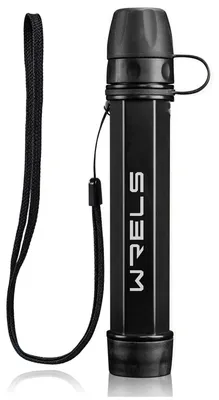 Image de Filtre à eau personnel, NSF, sans BPA, avec mousqueton et tuyau d'extension, idéal pour le camping, la randonnée et les situations de survie. Couleur : noir
