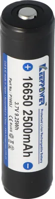Produktbild von Keeppower 16650 bzw. 17650 min. 1980mAh, max. 2500mAh 68,05x16,68mm 3,6V - 3,7V Li-Ion-Akku geschützt Pluspol erhöht UR16650ZTA