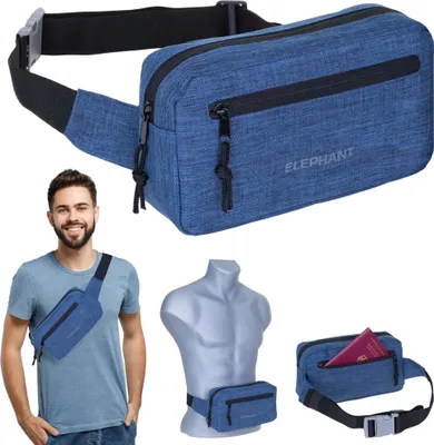 Produktbild von Bauchtasche Hüfttasche Crossbag Elephant Travel Gürteltasche Waist Bag Wimmerl Fahrrad Outdoor Gassi Bag Tasche ebike Joggen 13027 Blau Schwarz