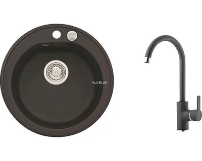 Obrázok produktu pre Granitový drez s batériou ALVEUS Niagara 10 Carbon 91 510x510 mm + batéria Tonia SETA245