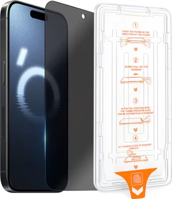 Immagine prodotto di Vetro protettivo SnapFit Privacy per Apple iPhone 16 Pro Max - Guida all'installazione - Premium 9H