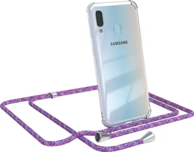 Produktbild von EAZY CASE Handykette kompatibel mit Samsung Galaxy A20e, Handyhülle mit Umhängeband, Handykordel, Schutzhülle Clear, Band in Bunt