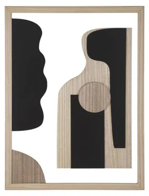 Image de Panneau mural Astry A en MDF avec formes abstraites noires et bois