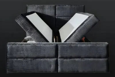 Produktbild von Luxus Doppelbett 180cm Schlafzimmer Bett Moderne Möbel Holz Grau Qualität