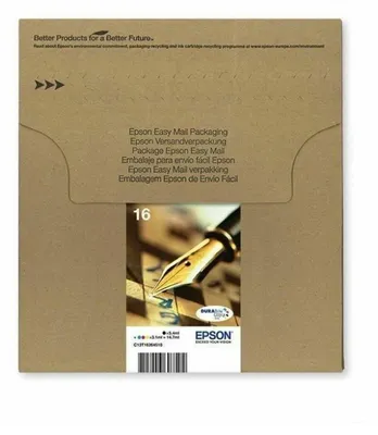 Imagen del producto de Paquete de 16 cartuchos de tinta Epson Easy Mail, formato multipack de 4 unidades, colores: , amarillo, cian y magenta. Producto original, en caja. Compatible con las impresoras WorkForce WF-2010, 2510, 2520, 2530, 2540, 2630, 2650, 2660, 2750 y 2760
