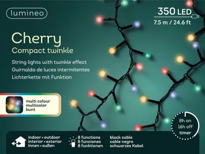 Produktbild von Lumineo Lichterkette CHERRY Compact Twinkle 350 LED 7,5 m Bunt