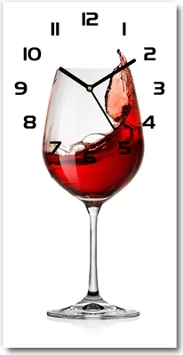 Produktbild von Wanduhr aus Glas – 30x60 cm - Glasbild - Glasuhr - Gehärtetes Glas -Rotwein