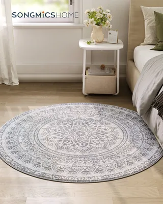 Obrázek produktu pro SONGMICS HOME Koberec kulatý, 120 cm d, koberec do obývacího pokoje, protiskluzový koberec, nadýchaný, dekorace, do obývacího pokoje, ložnice, lze prát v pračce