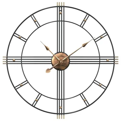 Image de vidaXL Horloge murale noire Ø60 cm fer