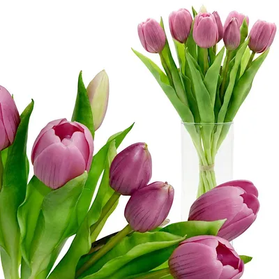 Produktbild von Künstliche Tulpen Silikon Blumenstrauß 7 Stück Realistisch Dekoration für Vase