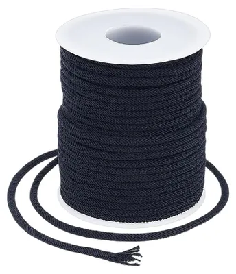 Image de Cordelette en nylon tressé - Diamètre : 3 mm - Longueur : 20 mètres - Couleur : Noir - Pour la fabrication de bijoux et travaux en cuir