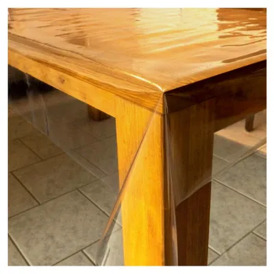 Produktbild von Tischfolie 0,30 mm Dicke Transparent Abwaschbar Garten-Tischdecke PVC Wasserabweisend Eckig Meterware, Größe: 110x180 cm