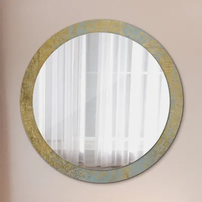 Produktbild von Spiegel - Mirror zum Wandspiegel Schlafzimmer – Schminkspiegel- golden Folie Textur- Ø90cm