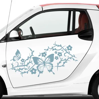 Produktbild von Aufkleber - 2 Stk. Autoaufkleber Butterfly Rankelement je 70cm x 31cm pastelltürkis - Tuning Carystyling Heckscheibe Auto