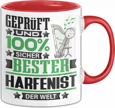 Produktbild von Harfenist Geschenk Lustiger Spruch für Harfenist Geschenkidee Bester Harfenist Der Welt (Rot)