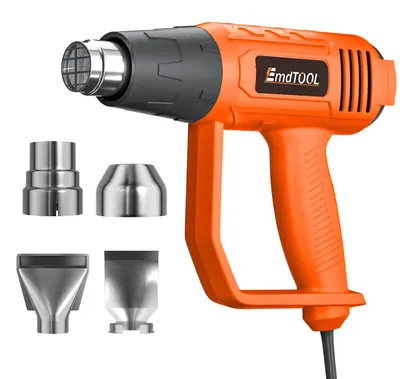 Produktbild von Heißluftpistole - Heißluftgebläse - 2000 W - 220 V - 300/600 °C - 4 Düsen - Orange