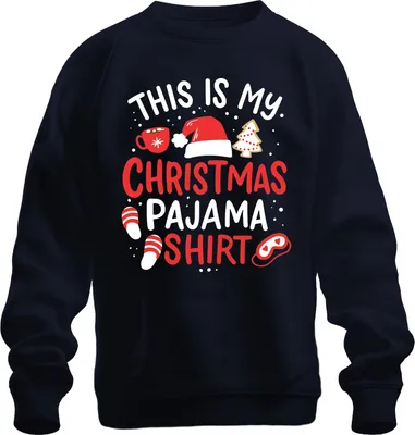 Produktbild von This is my Christmas Pajama Shirt Weihnachtsmütze - Weihnachten Xmas Christmas Uni Pullover, Navy, XXL