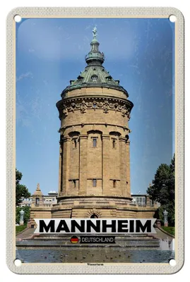 Produktbild von Blechschild Städte Mannheim Wasserturm Altstadt 12x18cm Dekoration