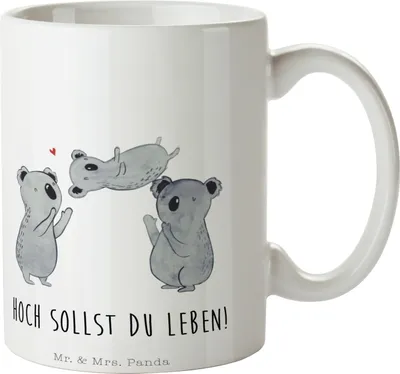 Produktbild von Mr. & Mrs. Panda Kaffeetasse Koalas Feiern - Weiß - Geschenk, Eltern, Happy Birthday, Koala, Kaffeebecher, Geburtstag, Teetasse, Tasse, Trinkbecher, Herz, Becher, Party