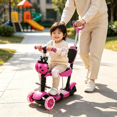 Produktbild von 5-in-1 Kinder Roller Scooter mit Abnehmbarer Sitz,LED-Räder,Höheverstellbarer Lenker,Tretroller - Kinder Roller Outdoor Spiel, für 2-8 Jahre Kinder
