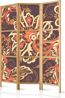 Produktbild von Paravent Blumen 135x171 cm - 3-teilig - einseitig - eleganter Sichtschutz - Raumteiler - Trennwand - Raumtrenner - Holz - Design Motiv - Deko - Japan p-B-0019-z-b