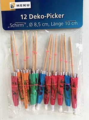 Produktbild von Papierschirmchen mehrfarbig 10cm 12 Stück sortiert