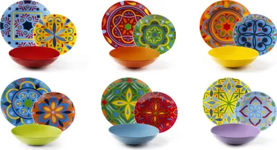 Immagine prodotto di Set di stoviglie Excelsa 18 pezzi in porcellana e gres Puebla colorato