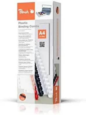 Produktbild von Peach Plastikbinderücken A4-6mm - 25 Blatt - 100 Stück - weiß - PB406-01