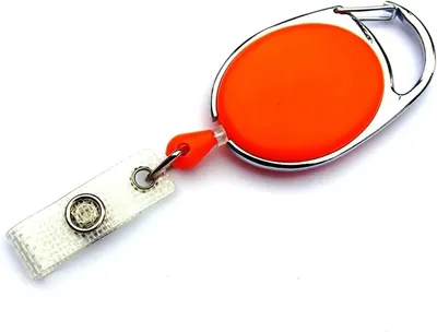 Produktbild von 2x ORANGE Ausweisjojo Jojo Zipper Ausweis Halter Kartenhalter Schlaufenclip Aufrollmechanismus Schlüsselanhänger