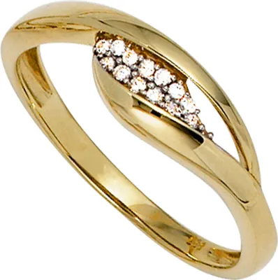 Produktbild von JOBO Damen Ring 333 Gold Gelbgold teilrhodiniert mit Zirkonia Goldring Größe 52