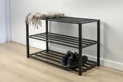 Obrázok produktu pre Stojan na topánky stojan na topánky polica kovový stojan na topánky úložný priestor na topánky čierny LOFT 70 cm