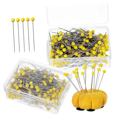 Produktbild von 500 Stück Glaskopfstecknadeln zum Nähen, Quilten und Basteln aus Stahl und Glas