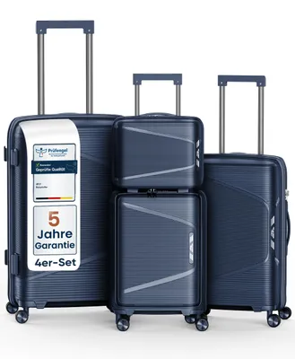 Produktbild von 4FLY Hartschalen Reisekoffer Set 4-teilig (S/M/L/XL) – mit TSA-Schloss, 4 Spinner-Doppelrollen, Kosmetiktasche, Handgepäck und Aufgabegepäck