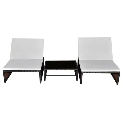 Immagine prodotto di Sedie da Giardino Reclinabili 2 pz con Tavolo Polyrattan
