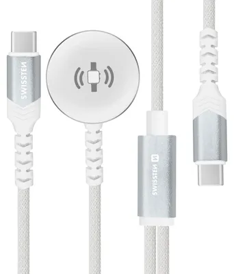 Immagine prodotto di Swissten 2in1 Bezvadu Lādētājs Apple Watch un USB-C / USB-C / 1.2m