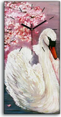 Produktbild von Wandbild Leinwand Bilder Wanduhr 30x60 Malerei Tiere Schwäne Baum Blumen Kunst - schwarze Hände