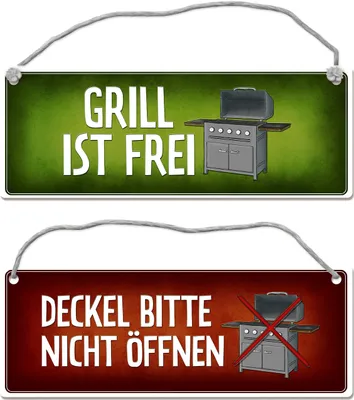 Produktbild von Deckel nicht öffnen oder Grill ist frei Wendeschild mit Kordel grillen Fleisch