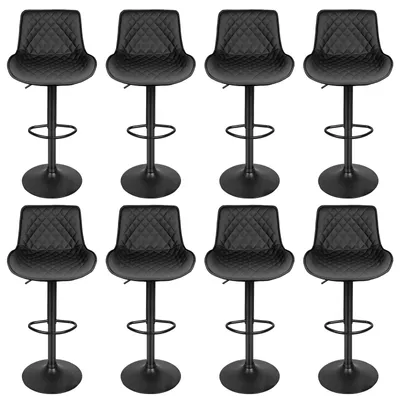Produktbild von 8er Set Barhocker Barstuhl Küchenhocker Drehstühle Tresenstuhl Modern Kunstleder Bar Stühle - Schwarz
