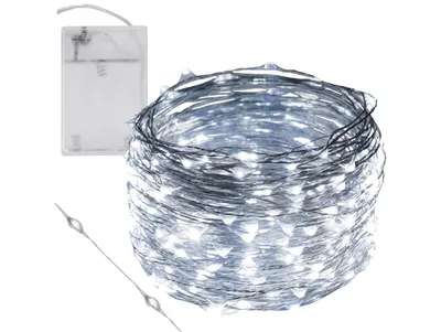 Zdjęcie produktu dla Lampki Druciki Choinkowe 100 Led Na Baterie Diody Biały Zimny